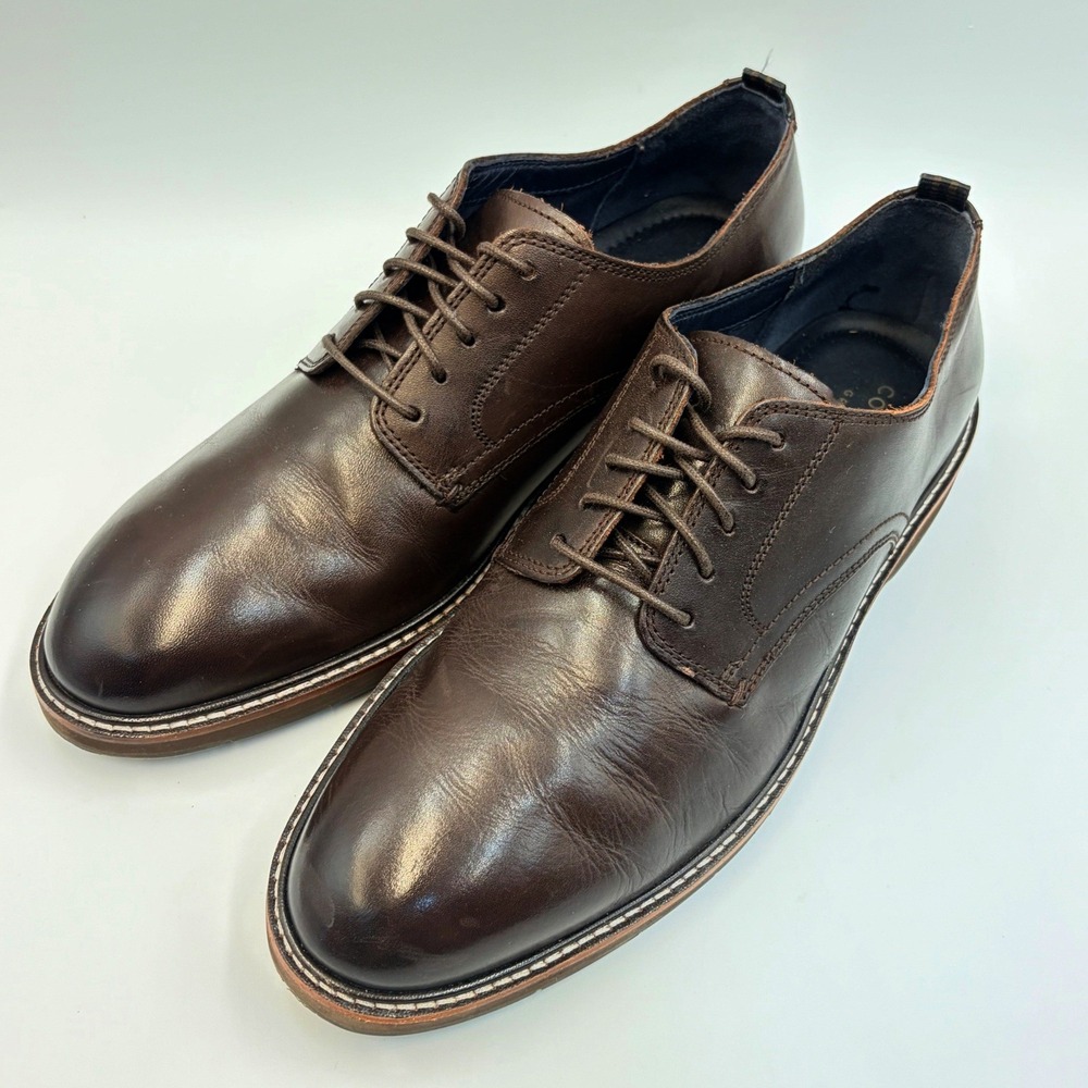 Cole Haan Mens 9.5 Grand.360 Brown Leather Derby Oxford Dress Shoes C30692 Comfy